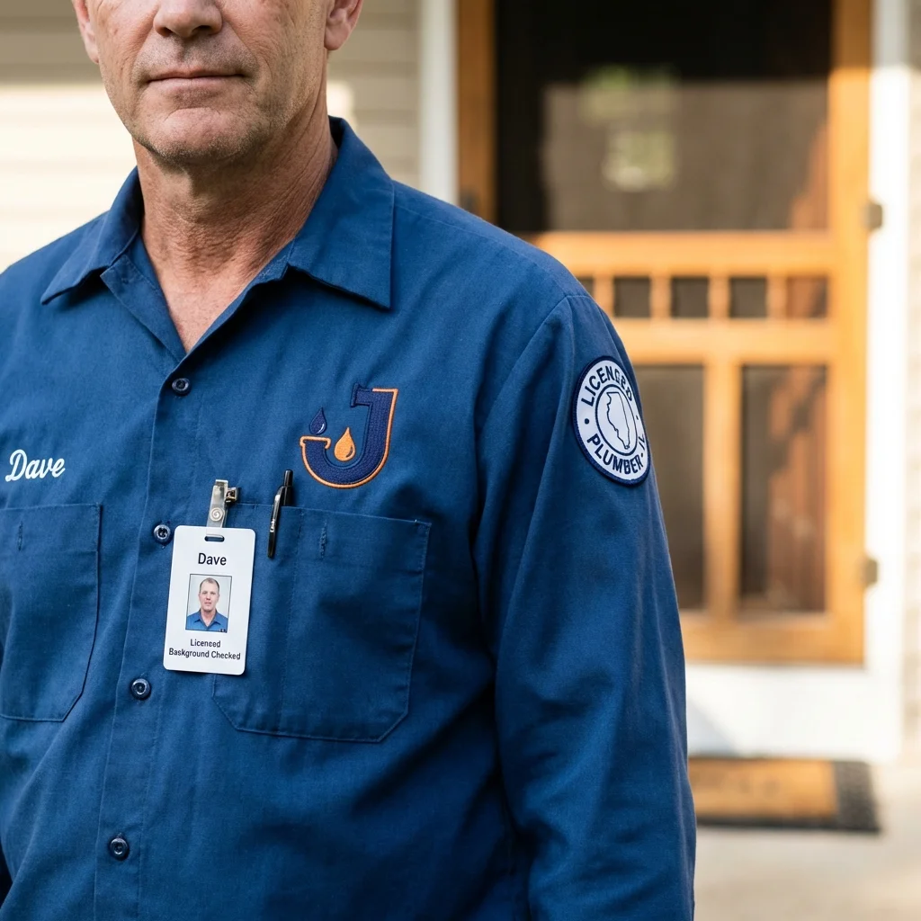 Licensed plumber showing ID badge in Short Hills, NJ