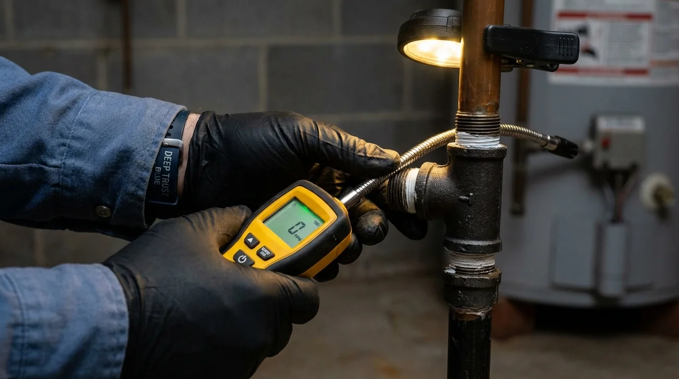 Gas leak detection with electronic sniffer by Johns Plumbing LLC in Short Hills