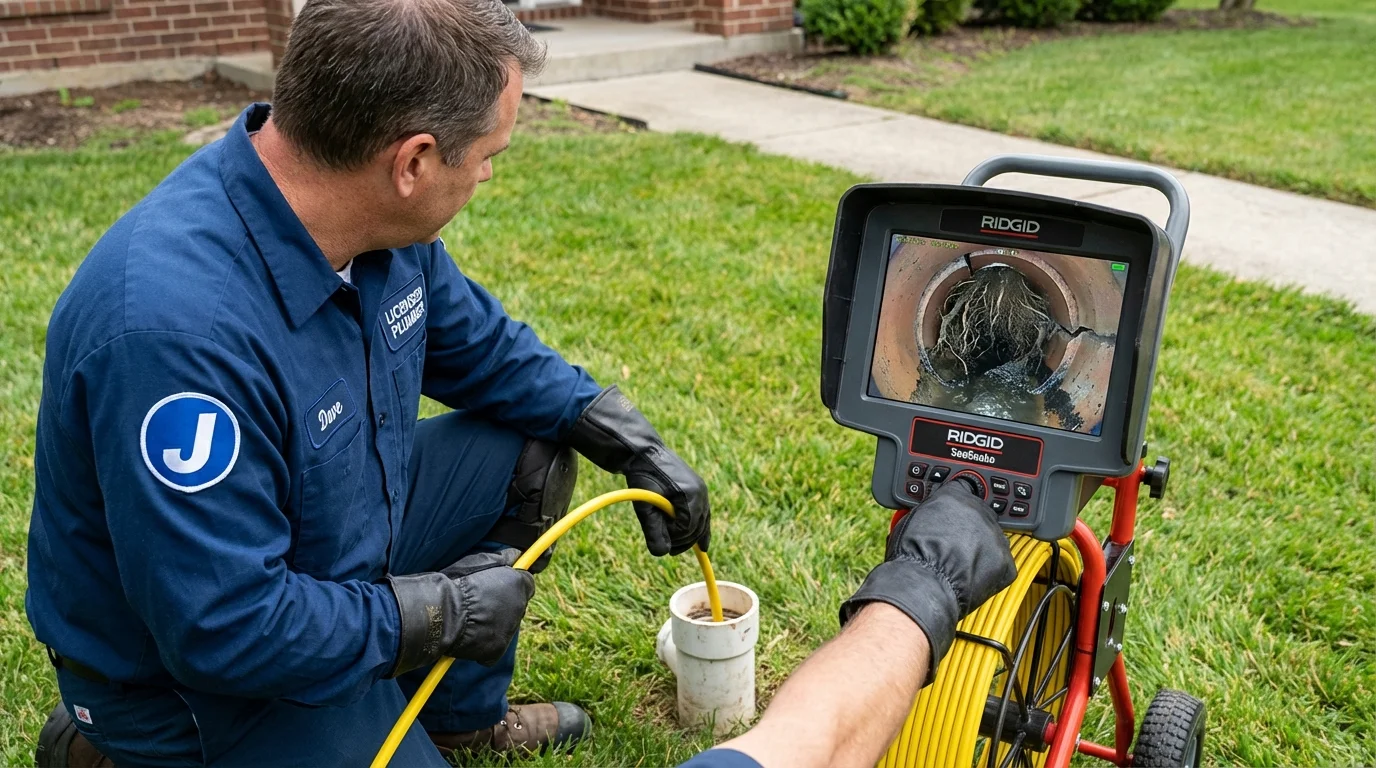 Sewer camera inspection being performed by Johns Plumbing LLC in Short Hills