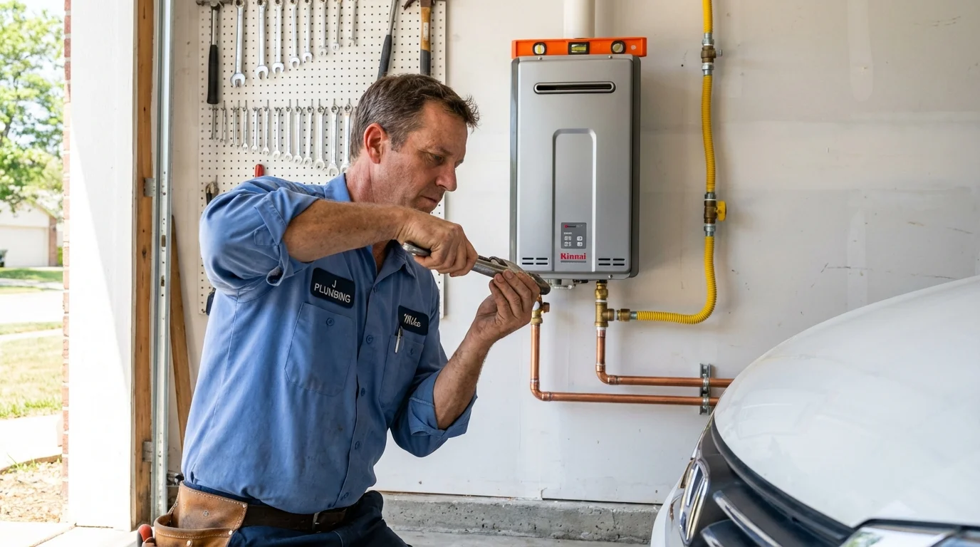 Tankless water heater installation by a Johns Plumbing LLC plumber in Short Hills