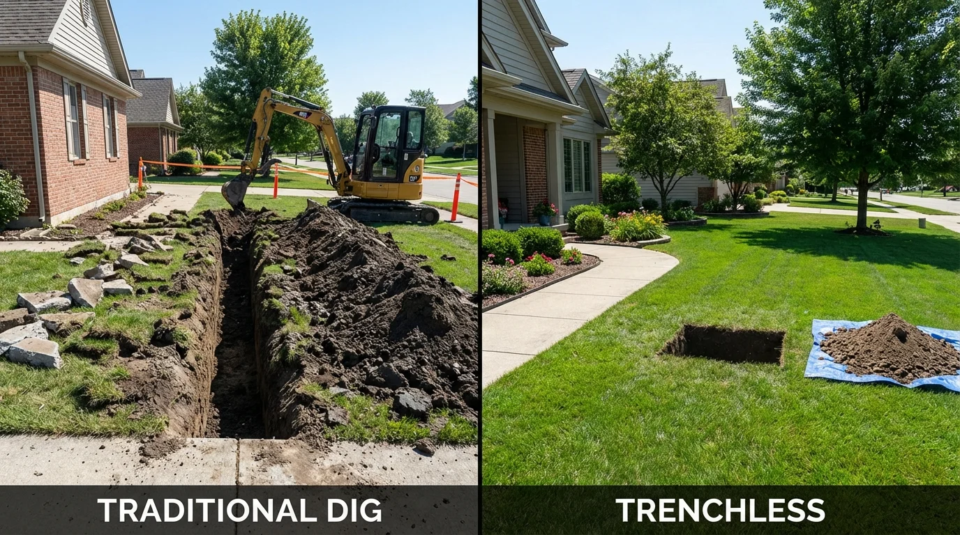 Trenchless sewer repair with minimal yard damage versus traditional excavation in Short Hills, NJ